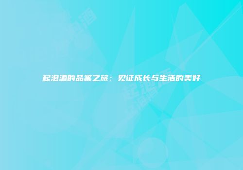 起泡酒的品鉴之旅：见证成长与生活的美好
