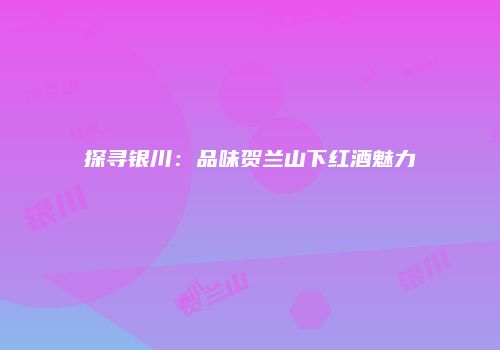 探寻银川：品味贺兰山下红酒魅力