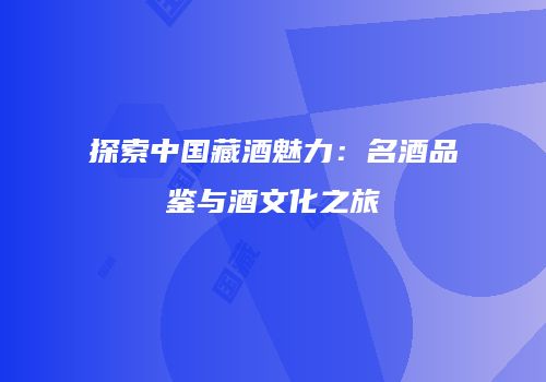探索中国藏酒魅力：名酒品鉴与酒文化之旅