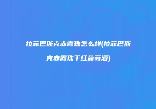 拉菲巴斯克赤霞珠怎么样(拉菲巴斯克赤霞珠干红葡萄酒)