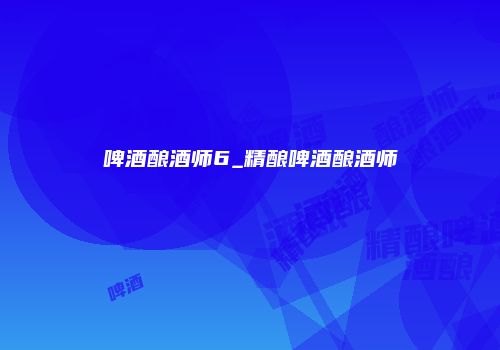 啤酒酿酒师6_精酿啤酒酿酒师