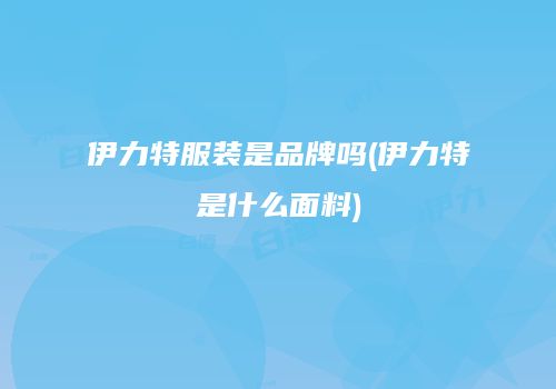 伊力特服装是品牌吗(伊力特是什么面料)