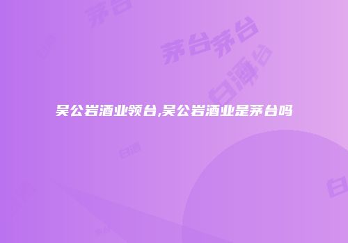 吴公岩酒业领台,吴公岩酒业是茅台吗