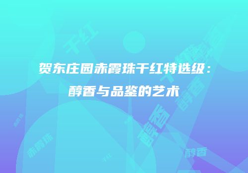 贺东庄园赤霞珠干红特选级：醇香与品鉴的艺术