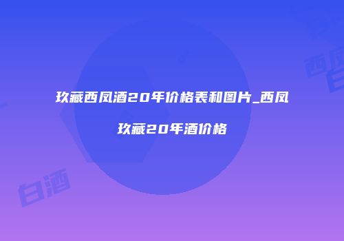 玖藏西凤酒20年价格表和图片_西凤玖藏20年酒价格