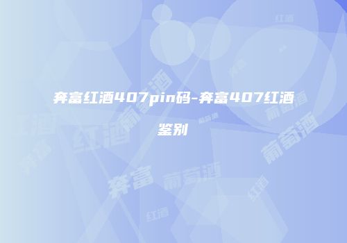 奔富红酒407pin码-奔富407红酒鉴别