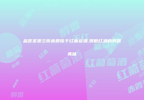品尝圣堡兰帝赤霞珠干红葡萄酒,领略红酒的醇香美味