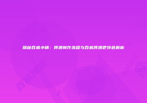 探秘百威小镇：啤酒制作流程与百威啤酒吧特色解析