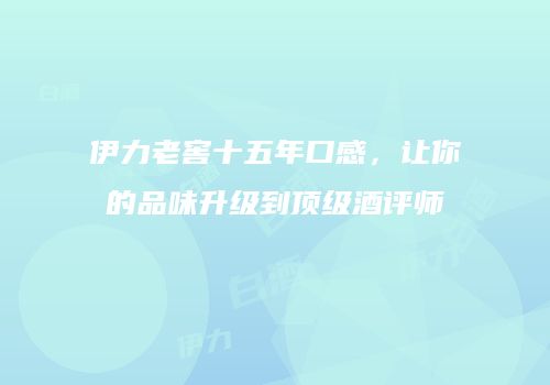 伊力老窖十五年口感，让你的品味升级到顶级酒评师