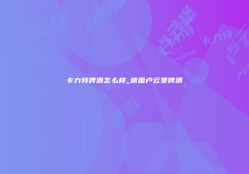 卡力特啤酒怎么样_德国卢云堡啤酒