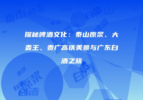 探秘啤酒文化：泰山原浆、大麦王、贵广高铁美景与广东白酒之旅