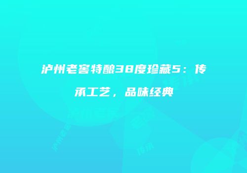 泸州老窖特酿38度珍藏5：传承工艺，品味经典
