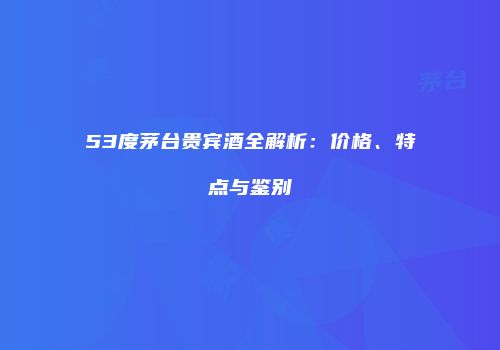 53度茅台贵宾酒全解析：价格、特点与鉴别