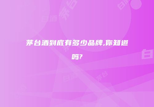 茅台酒到底有多少品牌,你知道吗?