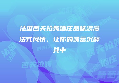 法国西夫拉姆酒庄品味浪漫法式风情，让你的味蕾沉醉其中