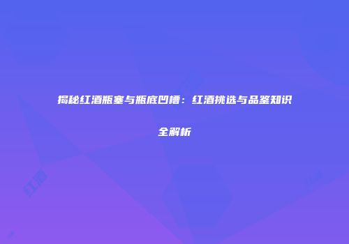 揭秘红酒瓶塞与瓶底凹槽：红酒挑选与品鉴知识全解析