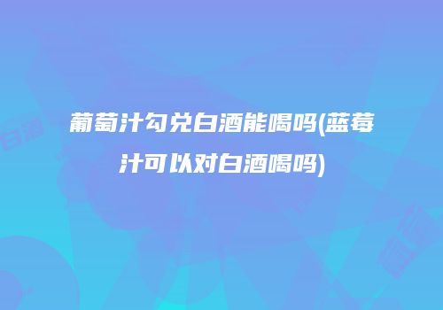 葡萄汁勾兑白酒能喝吗(蓝莓汁可以对白酒喝吗)