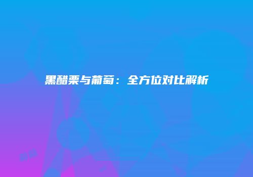 黑醋栗与葡萄：全方位对比解析
