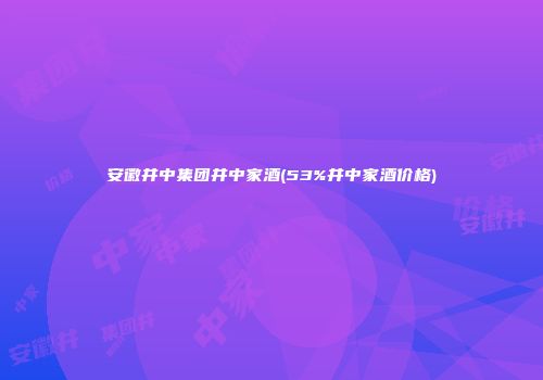 安徽井中集团井中家酒(53%井中家酒价格)