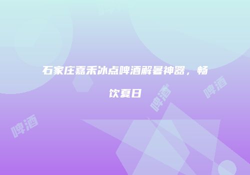 石家庄嘉禾冰点啤酒解暑神器，畅饮夏日