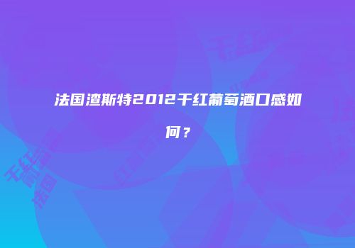 法国渣斯特2012干红葡萄酒口感如何？