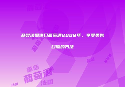 品尝法国进口葡萄酒2009年，享受美妙口感的方法