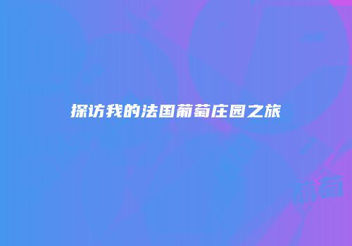 探访我的法国葡萄庄园之旅