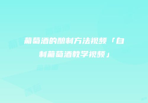 葡萄酒的酿制方法视频「自制葡萄酒教学视频」