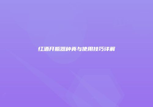 红酒开瓶器种类与使用技巧详解
