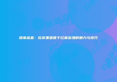 深度品鉴：拉菲里查德干红葡萄酒的魅力与技巧