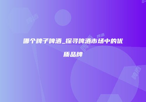 哪个牌子啤酒_探寻啤酒市场中的优质品牌