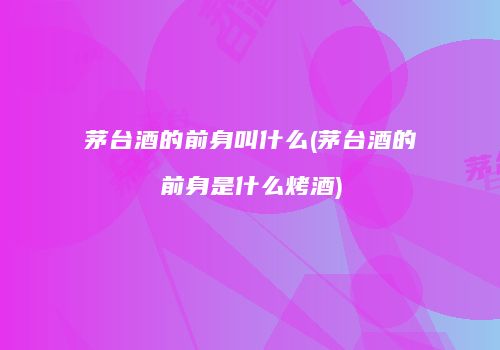 茅台酒的前身叫什么(茅台酒的前身是什么烤酒)