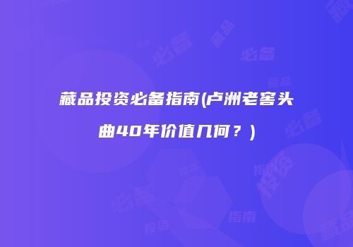 藏品投资必备指南(卢洲老窖头曲40年价值几何？)