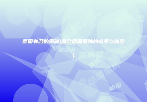 德国有名的黑啤(品尝德国黑啤的感受与体验)