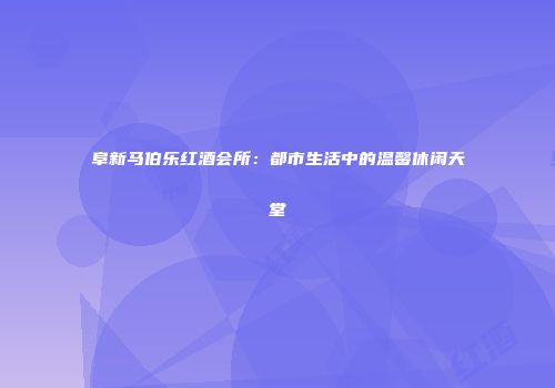 阜新马伯乐红酒会所：都市生活中的温馨休闲天堂