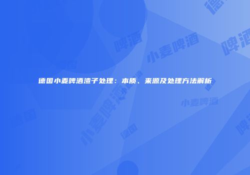 德国小麦啤酒渣子处理：本质、来源及处理方法解析