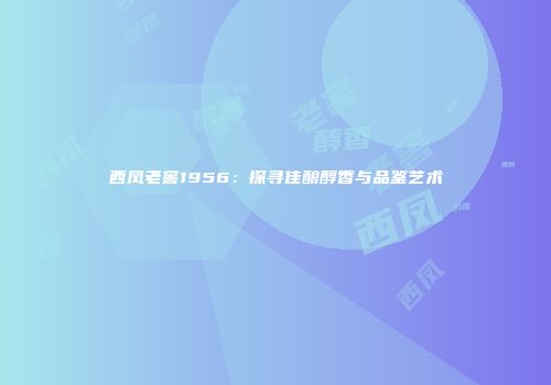 西凤老窖1956：探寻佳酿醇香与品鉴艺术