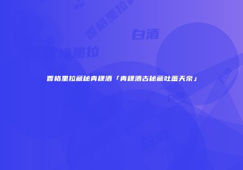香格里拉藏秘青稞酒「青稞酒古秘藏吐蕃天泉」