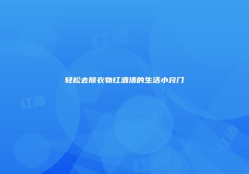 轻松去除衣物红酒渍的生活小窍门