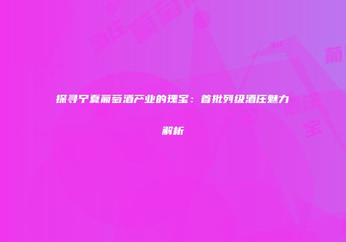 探寻宁夏葡萄酒产业的瑰宝：首批列级酒庄魅力解析