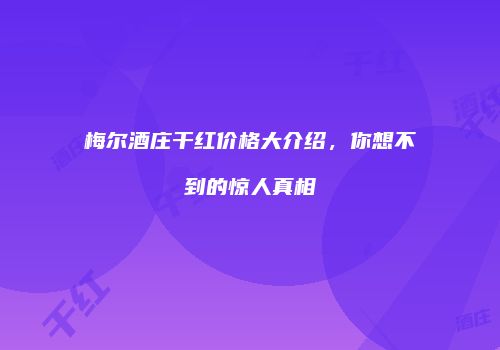 梅尔酒庄干红价格大介绍，你想不到的惊人真相