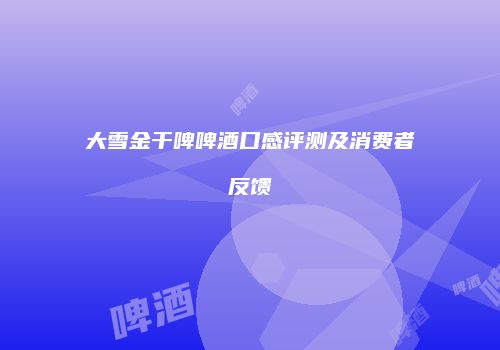 大雪金干啤啤酒口感评测及消费者反馈