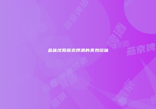 品味沈阳燕京啤酒的美妙滋味