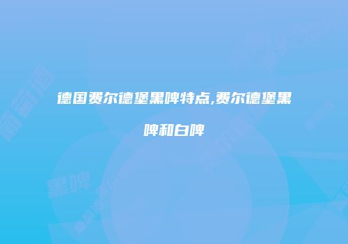 德国费尔德堡黑啤特点,费尔德堡黑啤和白啤