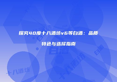 探究40度十八酒坊v6等白酒：品质特色与选择指南