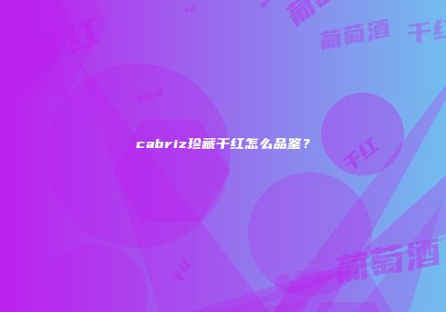 cabriz珍藏干红怎么品鉴？