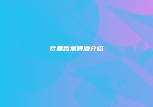 梦里香蕉啤酒介绍