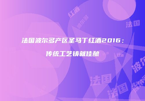 法国波尔多产区圣马丁红酒2016：传统工艺铸就佳酿