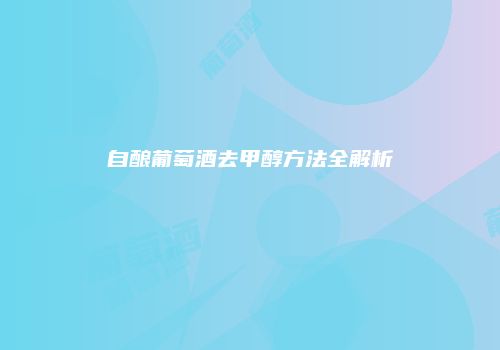 自酿葡萄酒去甲醇方法全解析