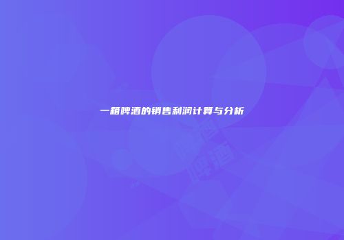 一箱啤酒的销售利润计算与分析